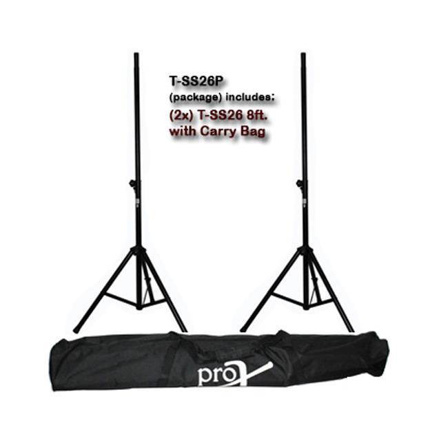 ProX T-SS26P Heavy Duty Speaker Tripod Stand with Double Carry Bag, 8', 2-Pack