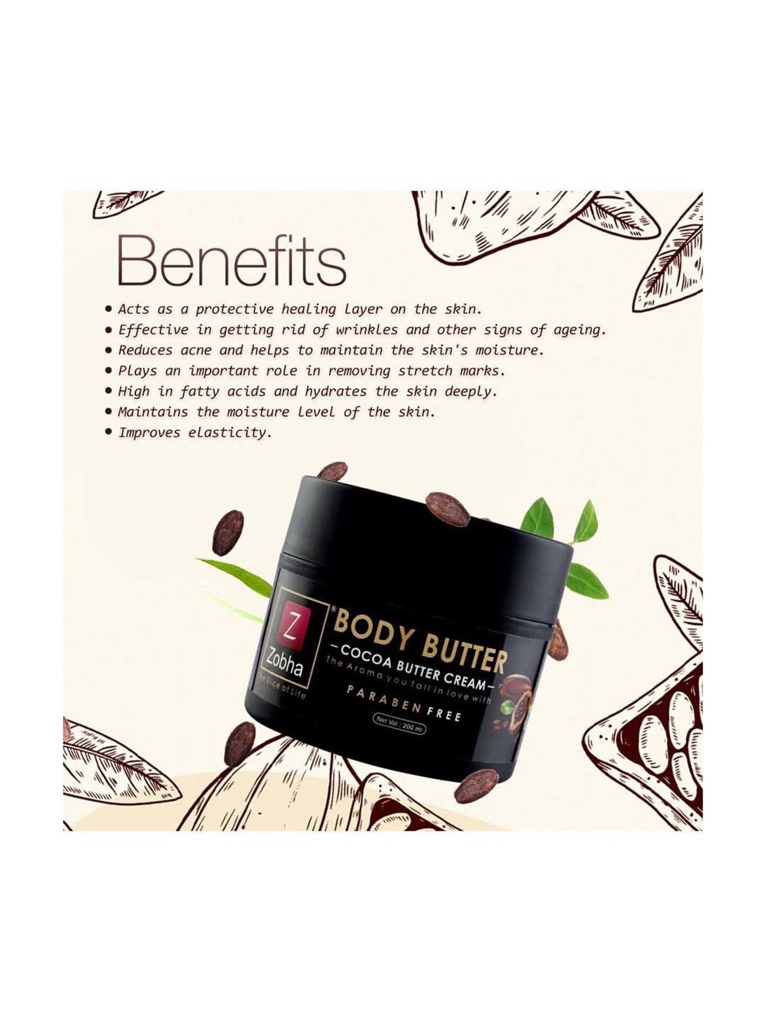 Zobha Body Butter Cream - 200 gm