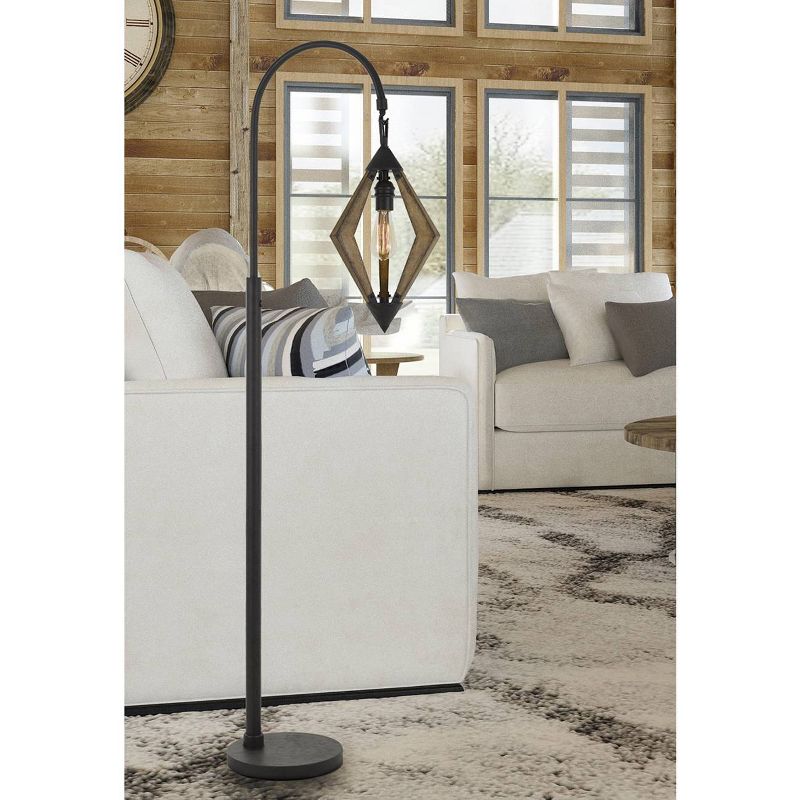 67" Metal/Pine Valence Wood Down Bridge Floor Lamp (Includes Light Bulb) Black - Cal Lighting