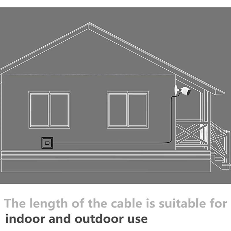Power Cable and Charger Adapter for Arlo Pro & Pro 2 and Arlo Go [ Weatherproof Outdoor Indoor, Solved The Need to Constantly Charge Batteries ] Arlo Charging Cable, Arlo Power Cord, Black