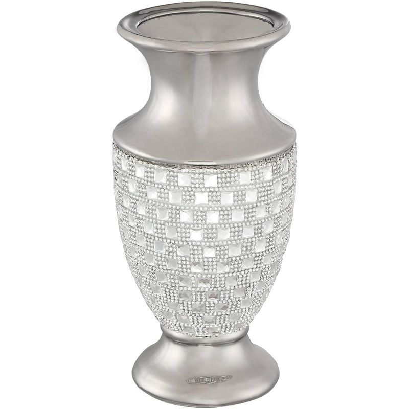 Dahlia Studios Alino 11 1/2" High Silver and Crystal Urn Vase