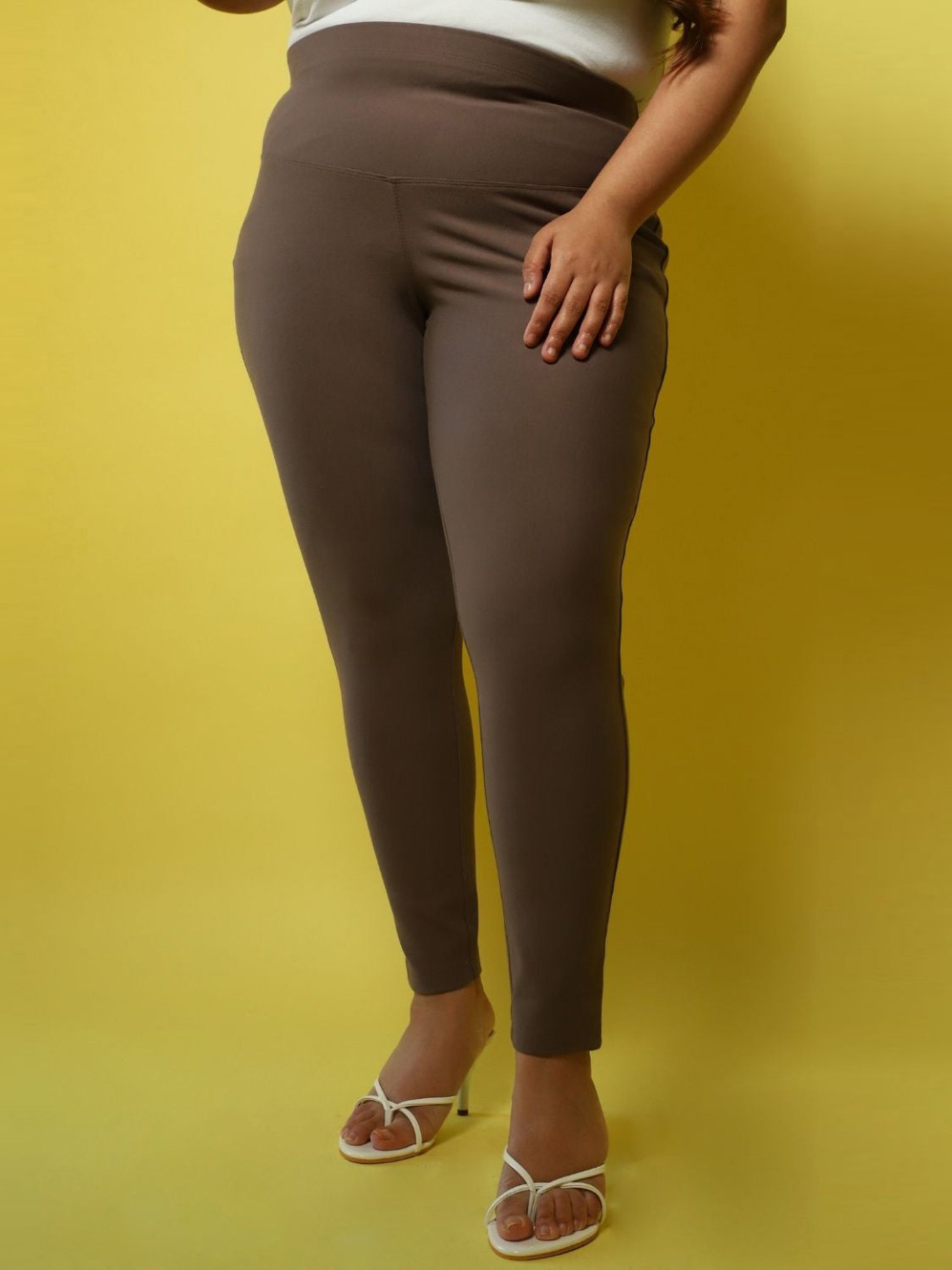 Amydus Brown Mid Rise Jeggings