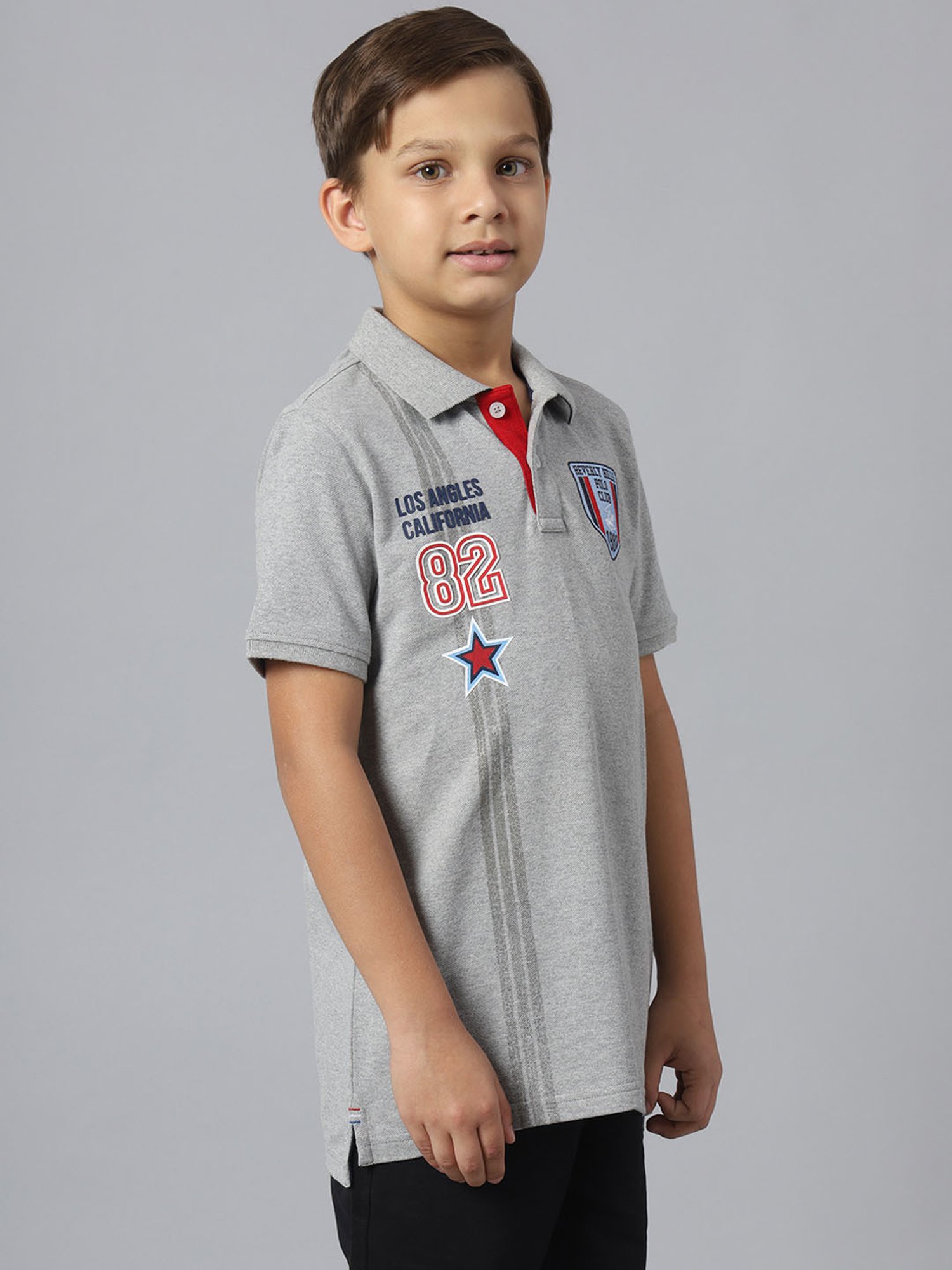 Beverly Hills Polo Club Kids Grey Printed Polo T-Shirt