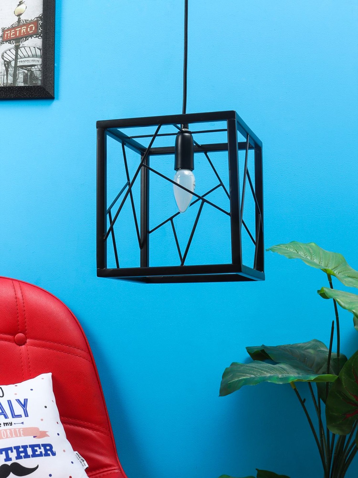 Tayhaa Stylish Black Cage Pendant Lamp
