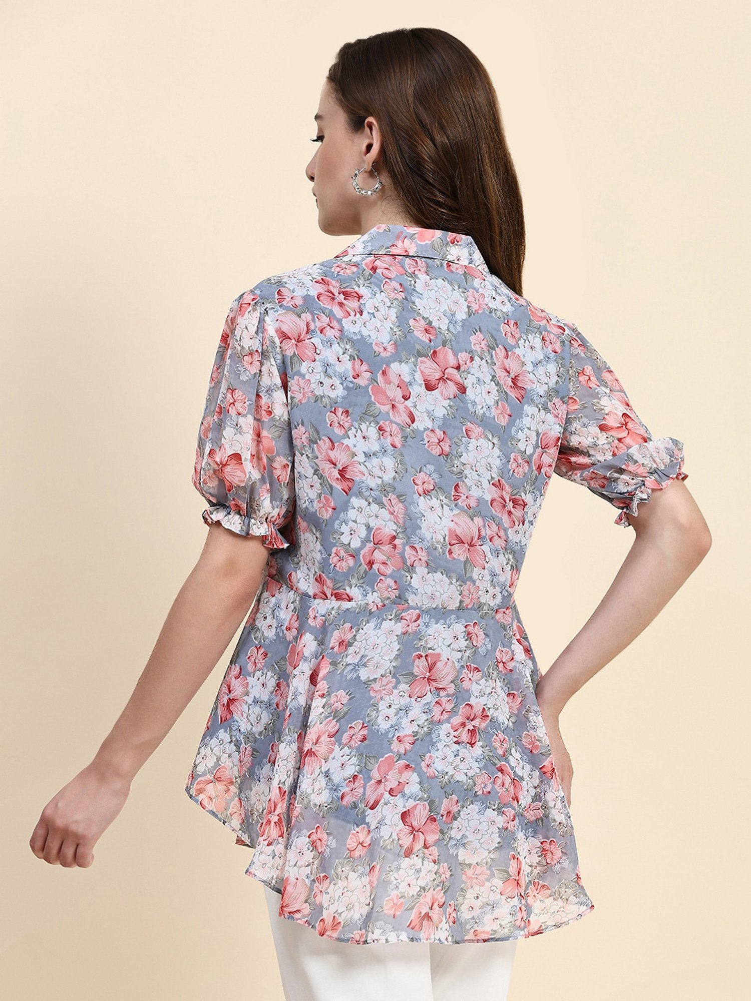 KERI PERRY Grey Printed Top