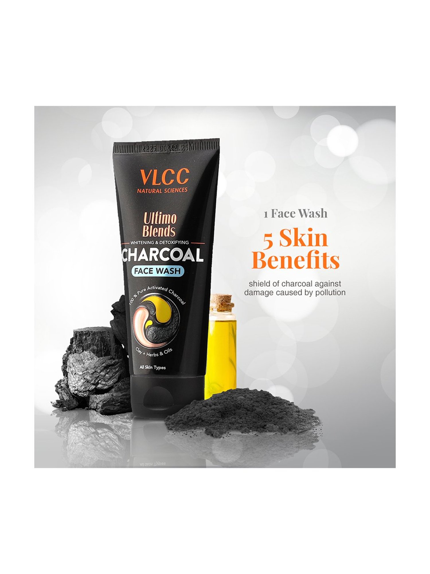 VLCC Ultimo Blend Charcoal Face Pack & Haldi & Chandan Face Wash - Pack of 2