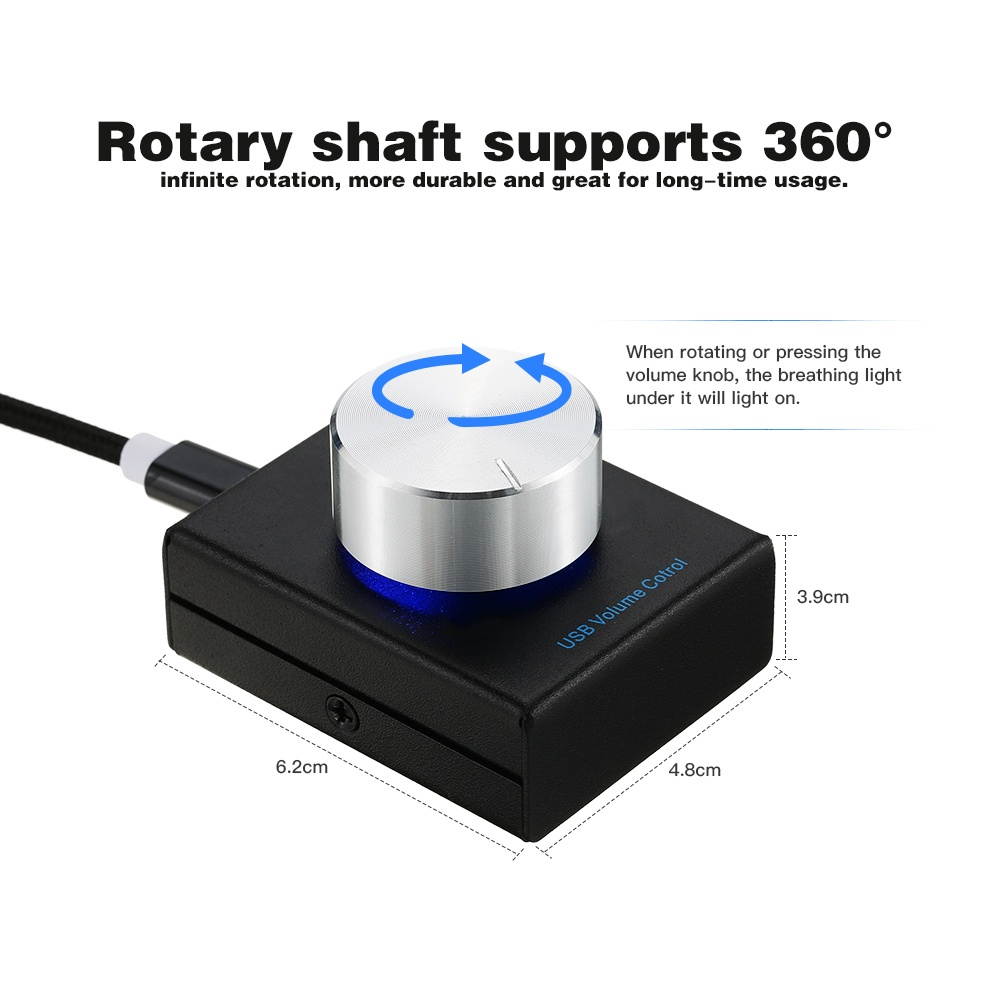 USB Volume Control Computer Speaker Audio Volume Controller Adjuster with One Key Mute Function