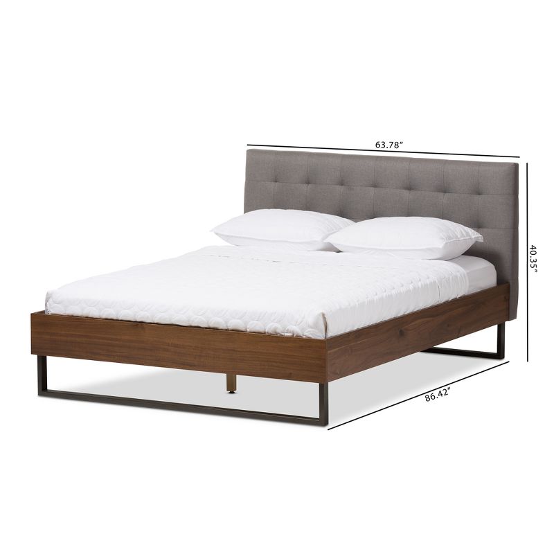 Jupiter Mid Tufted Platform Bed - Queen - Gray - Baxton Studio
