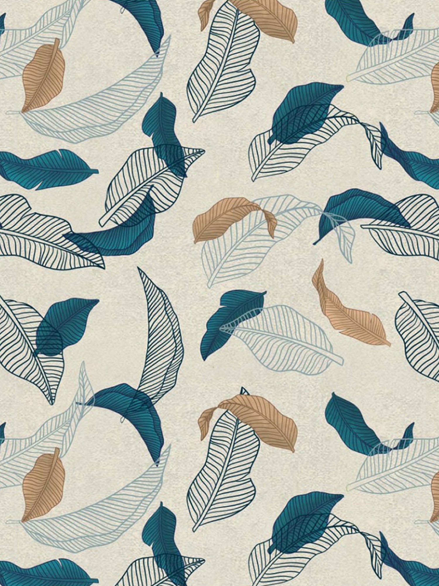 SPACES DRAPE STORY Elegant Printed Teal & Beige Polyester 7 ft Door Curtains - Set of 4