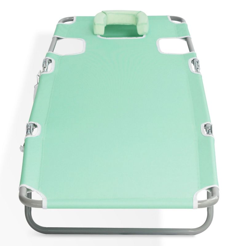 Ostrich Outdoor Lightweight Adjustable Folding Recliner Chaise Lounge Beach Pool Chair with Face Opening & Carrying Strap for Lake Patio Camping, Teal