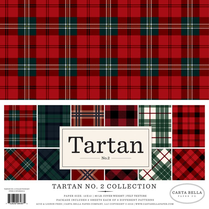 Carta Bella Double-Sided Collection Kit 12"X12" 12/Pkg-Tartan No. 2, 6 Colors/2 Each