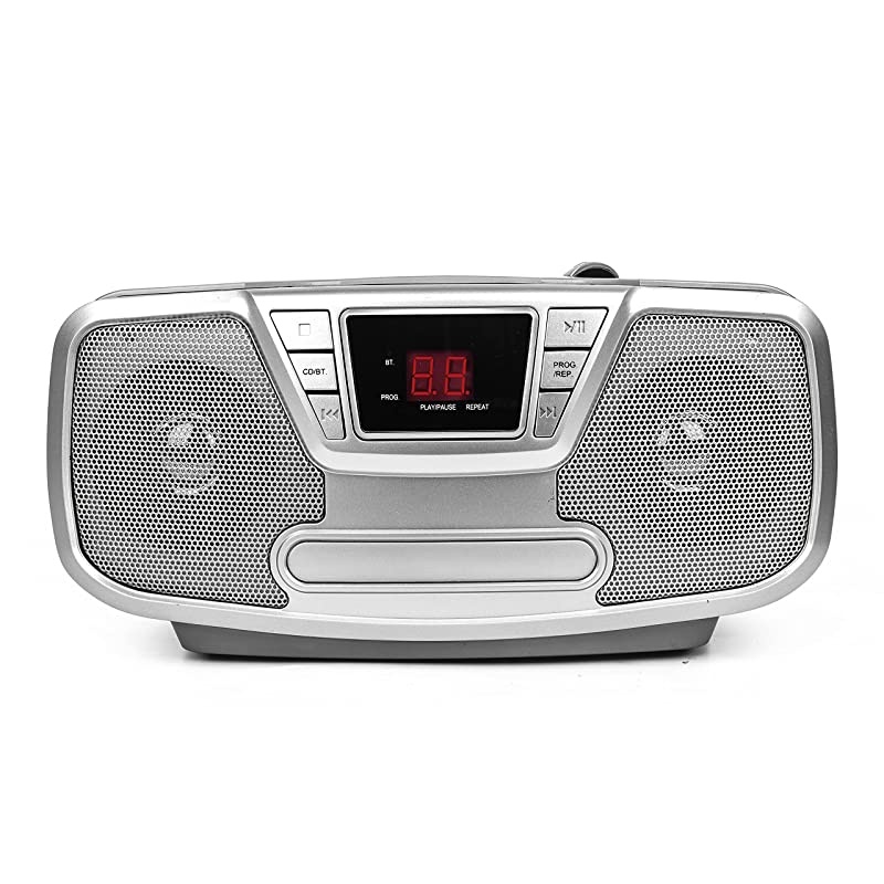 Programmable CD Boombox- Portable Boombox, AM/FM Radio, with Bluetooth Black CDB232BT