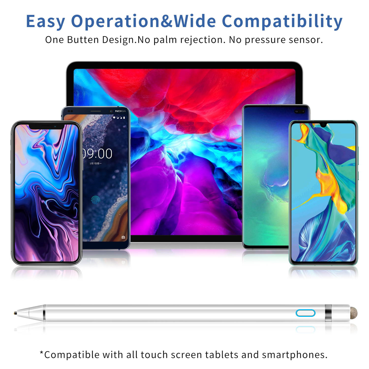 Universal 2 In1 Active Capacitive Pen Touch Stylus Mobile Phone Tablet Stylus for iOS Android