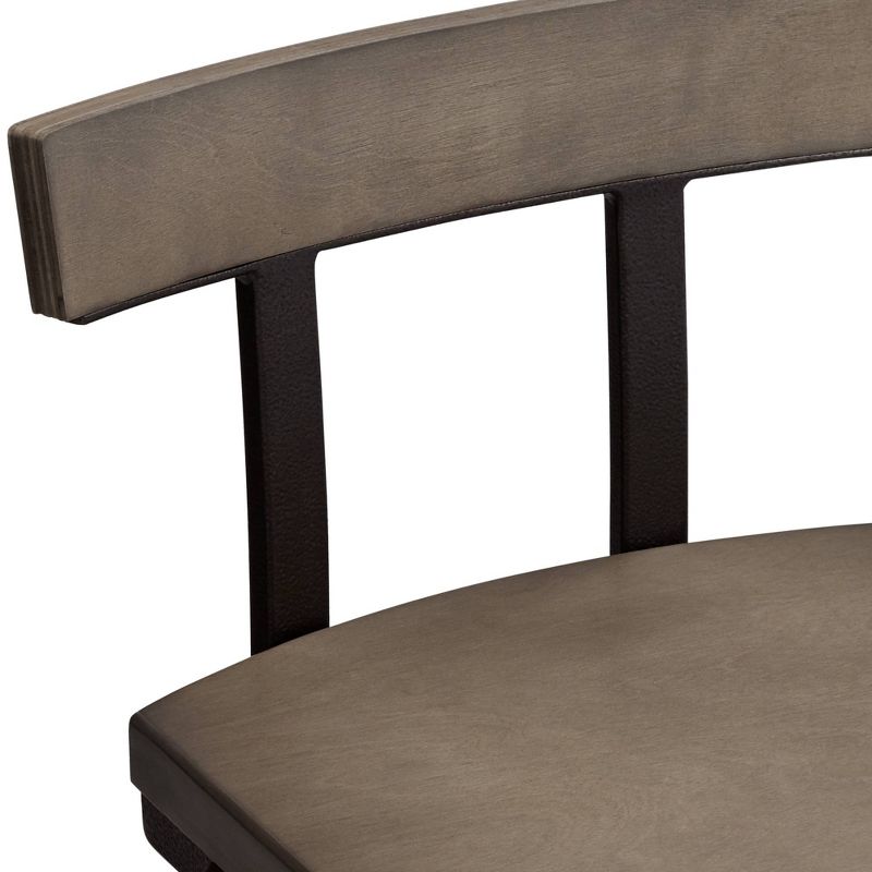 Elm Lane Roark Gray Wood and Bronze Adjustable Swivel Barstool