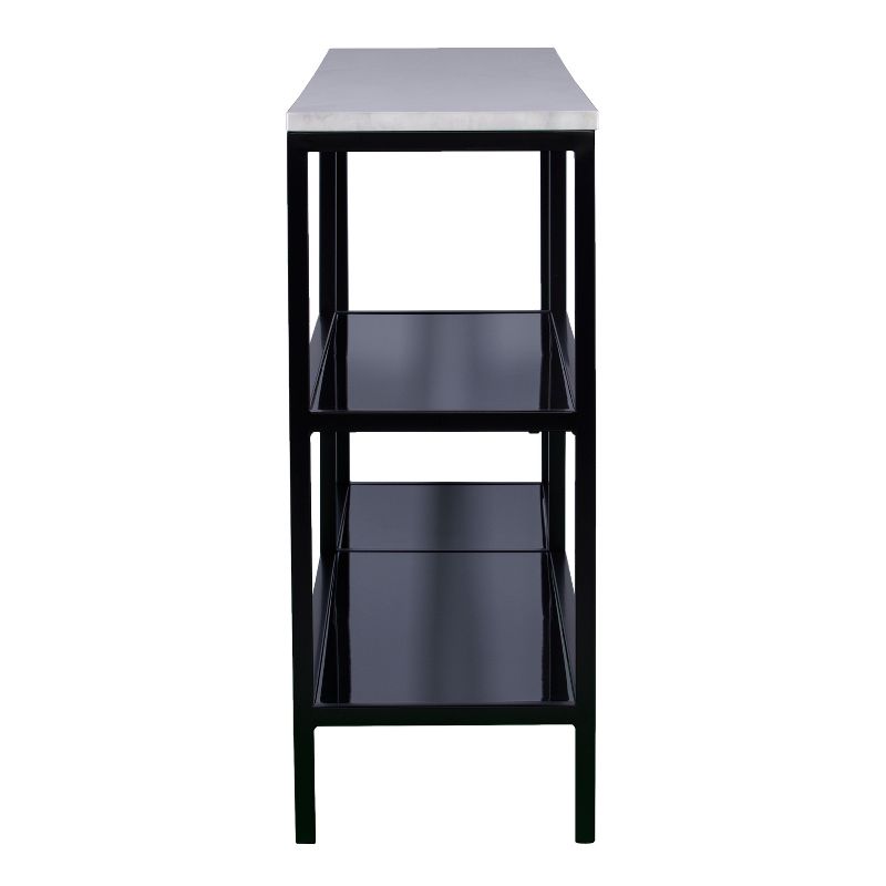 Corman Faux Marble Narrow Console Table Black With Gray - Holly & Martin