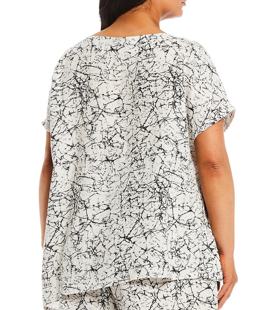 Bryn Walker Plus Size Ivy Cap Sleeve Asymmetrical Linen Shirt