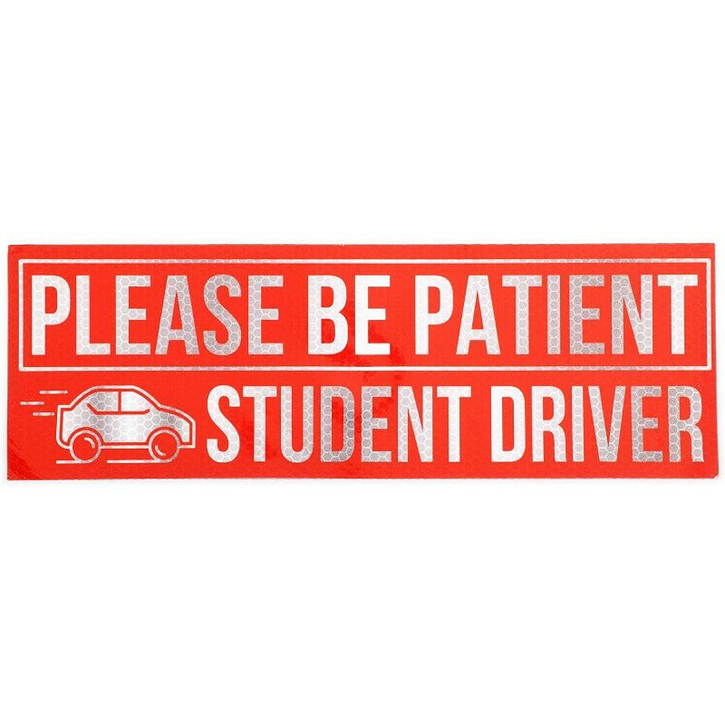 Okuna Outpost 6-Pack Waterproof Magnet for Car, Please Be Patient Student Driver Sign Magnet (12 x 4 in)