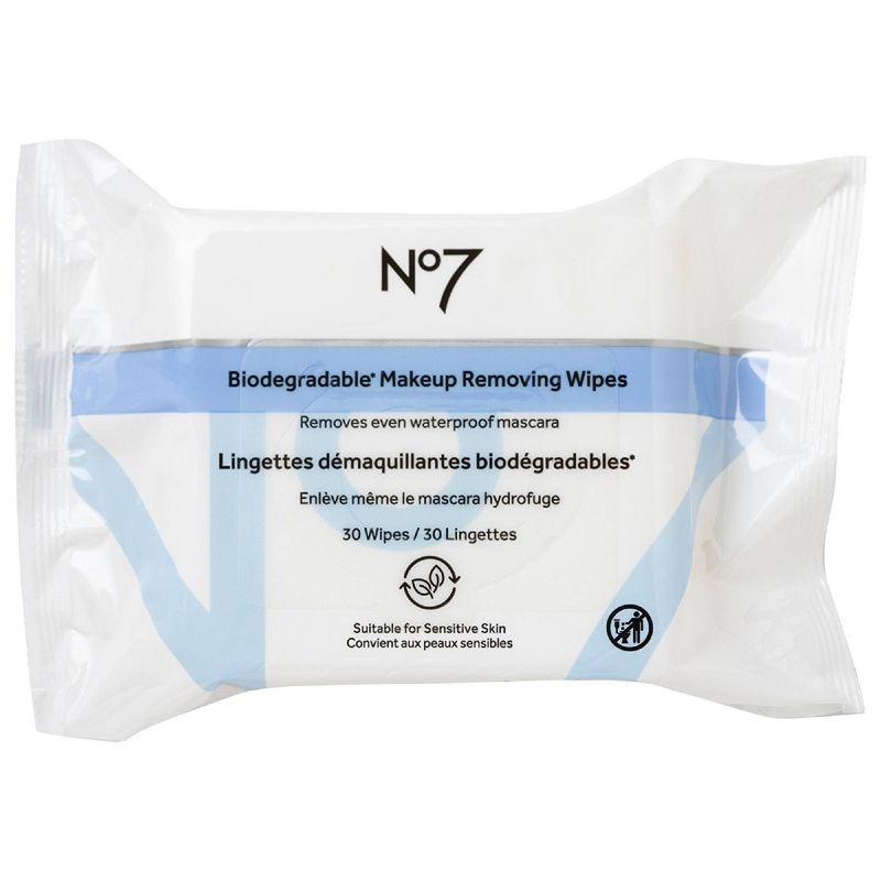 No7 Biodegradable Makeup Removing Wipes Dual Pack - 60ct