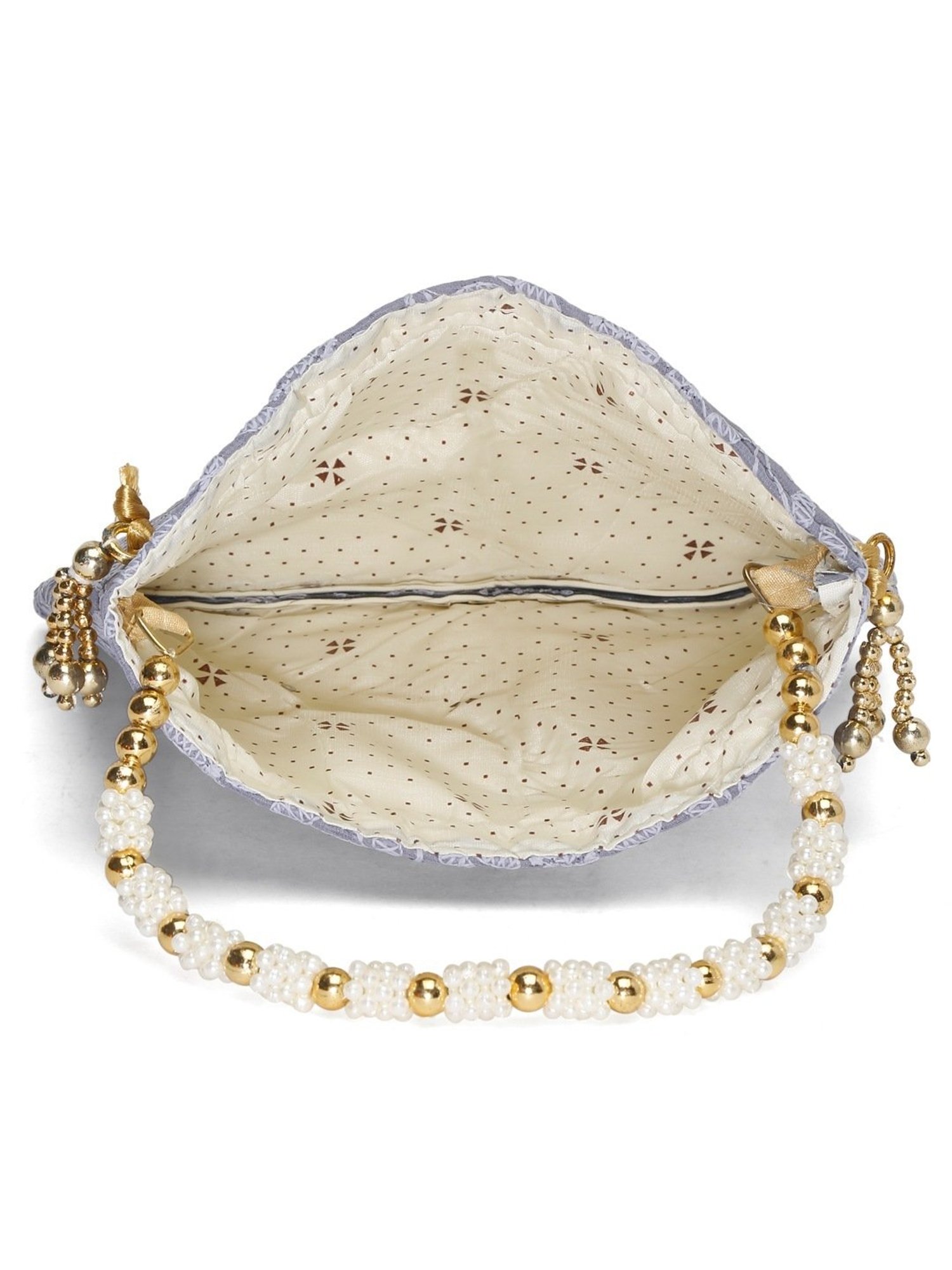 Glam Story Grey Embroidered Small Potli