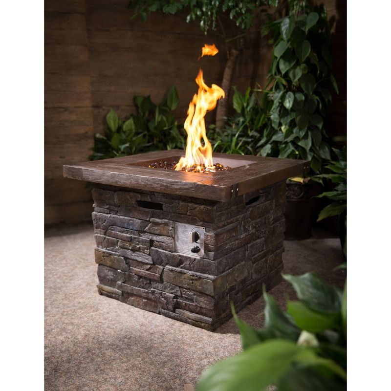 Hamilton Brick Square Outdoor Gas Fire Pit Gray - Summerland Home