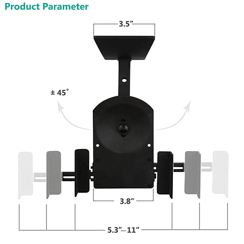 Dual Side Clamping Bookshelf Speaker Wall Mounting Bracket for Large Surrounding Sound Speakers Hold up to 55 lbs SWM201 Black