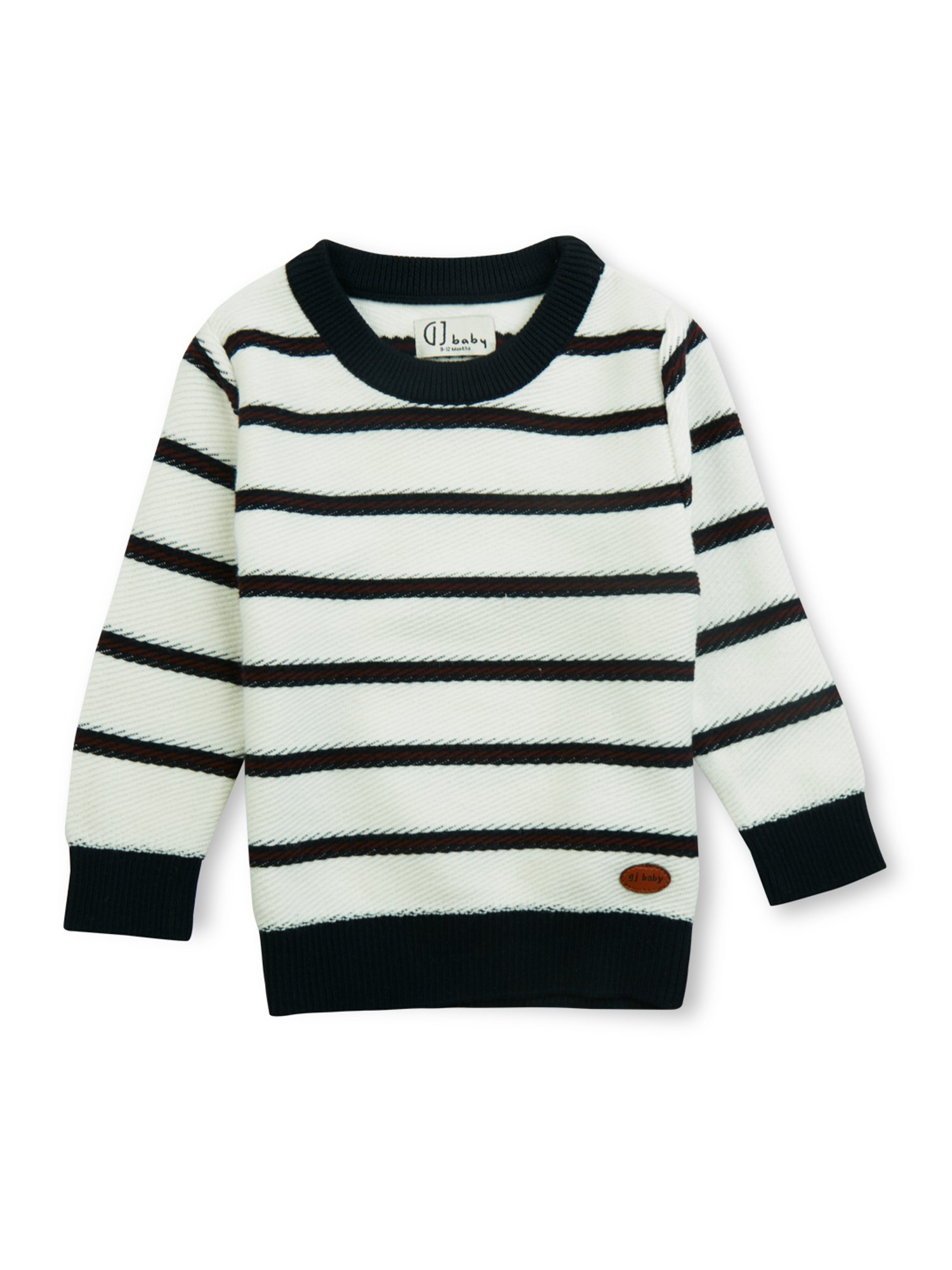 GJ baby White Striped Full Sleeves Sweater