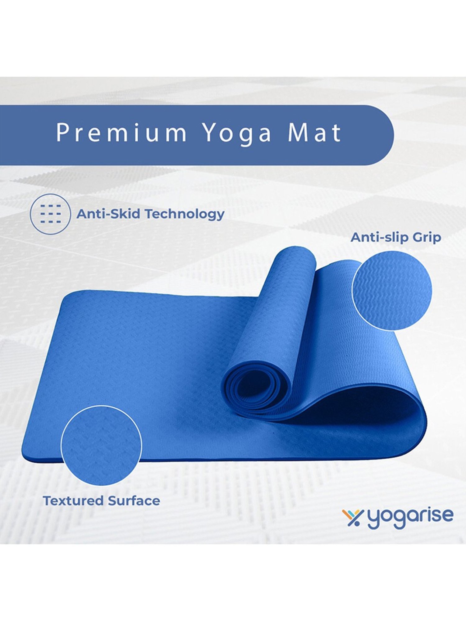 Yogarise Anti-Skid Yoga Mat Combo (Blue) Size - 6mm