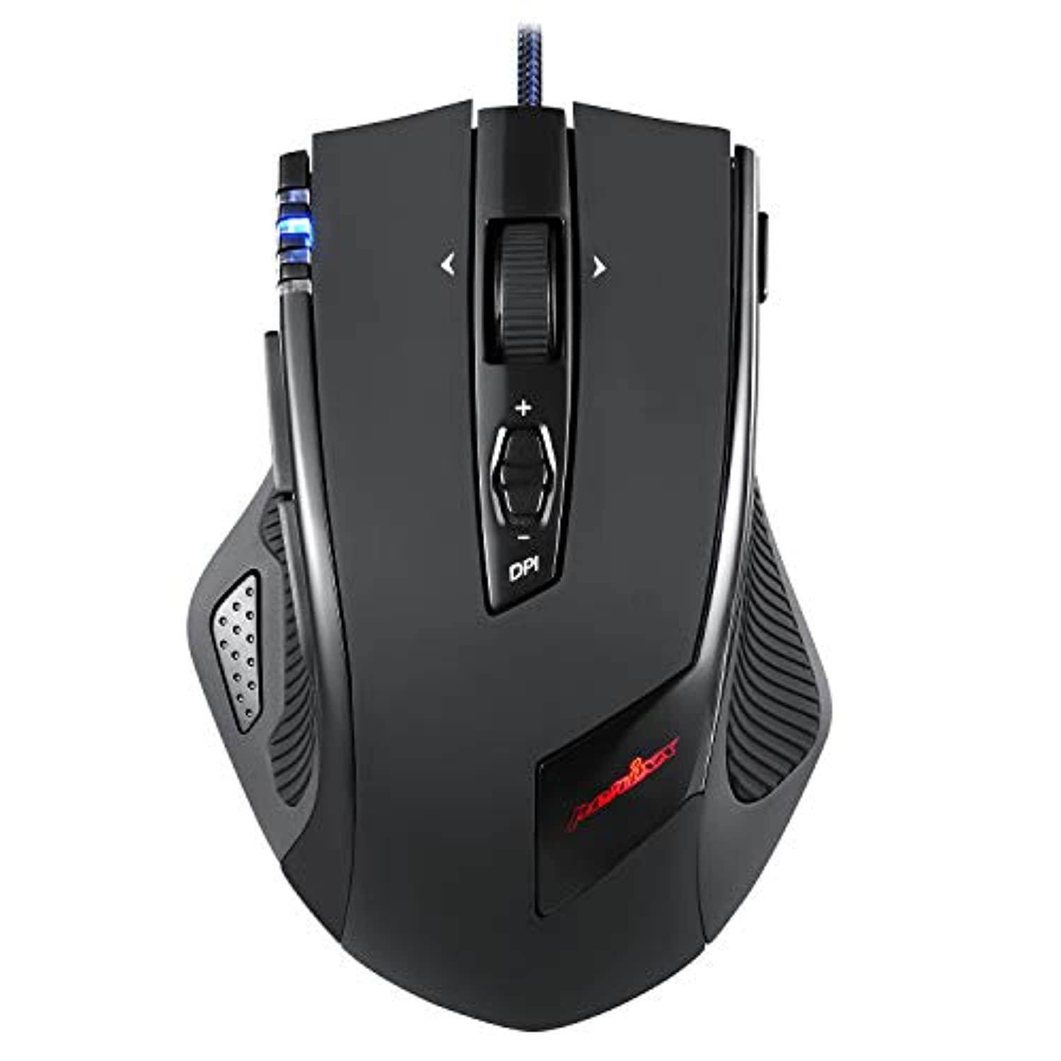 Perixx MX-2000B Ergonomic Laser Gaming Mouse, 11 Programmable Buttons, Adjustable Weight Cartridge, Customizable LED Colors, 500 to 5000 DPI Resolution