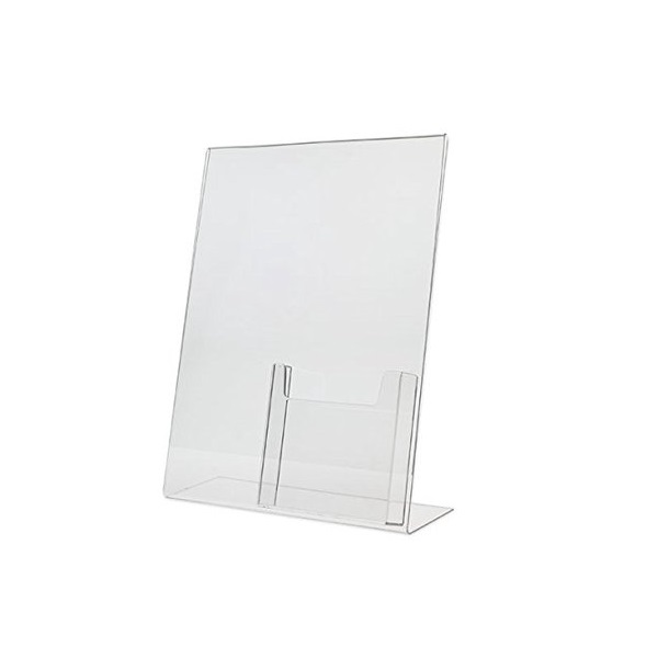 Acrylic 8.5" x 11" Slanted Sign Holder with Brochure Holder