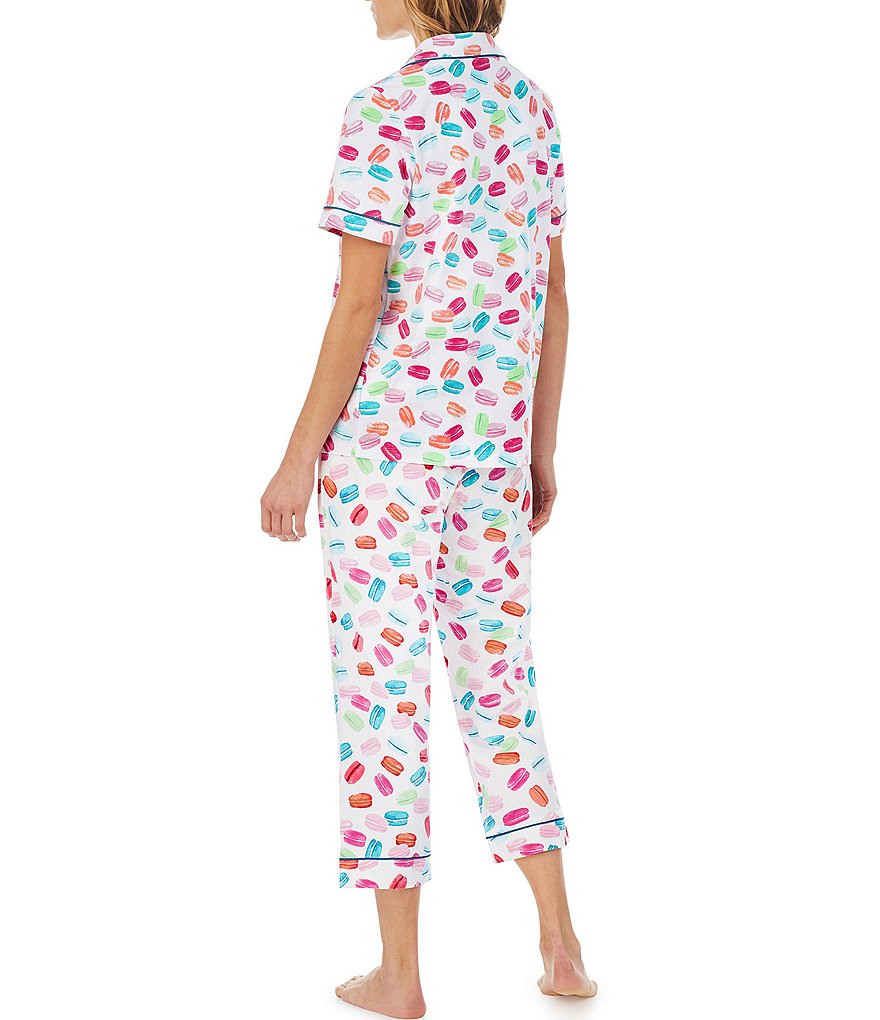 Bedhead Pajamas Macaroons Printed Jersey Knit Cropped Coordinating Pajama Set