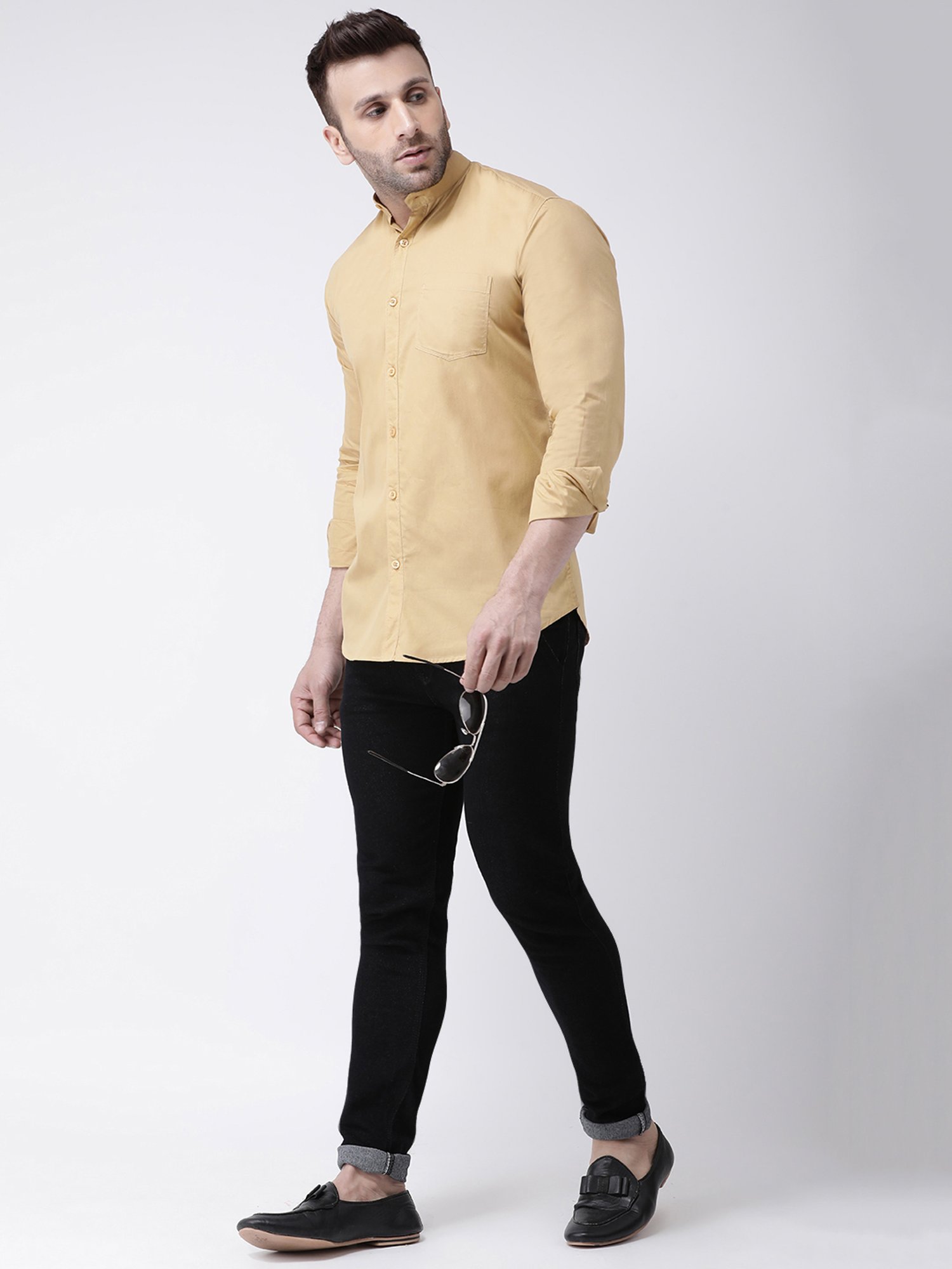 Hangup Plus Khaki Slim Fit Pure Cotton Shirt