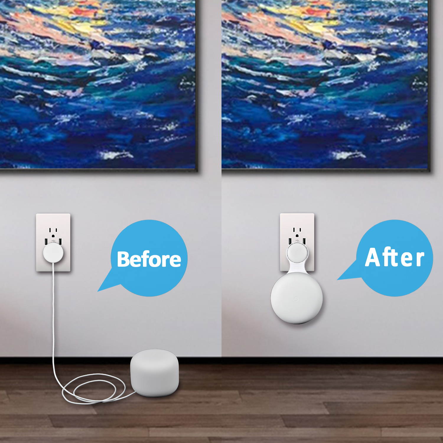 STANSTAR Google Nest Router Wall Mount,WiFi Bracket Holder for Google Nest WiFi Router and System Space Saving Google Nest Router Holder Without Messy Wires or Screws