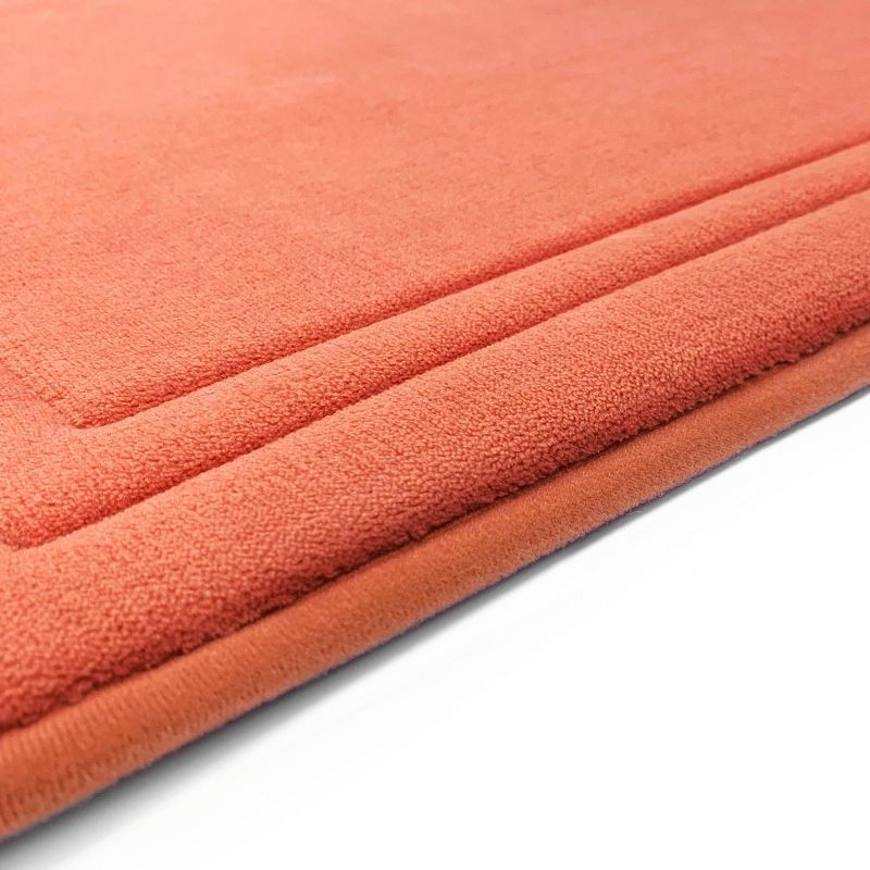 2pc Quick Drying Memory Foam Framed Bath Mat with GripTex Skid-Resistant Base Coral - Microdry