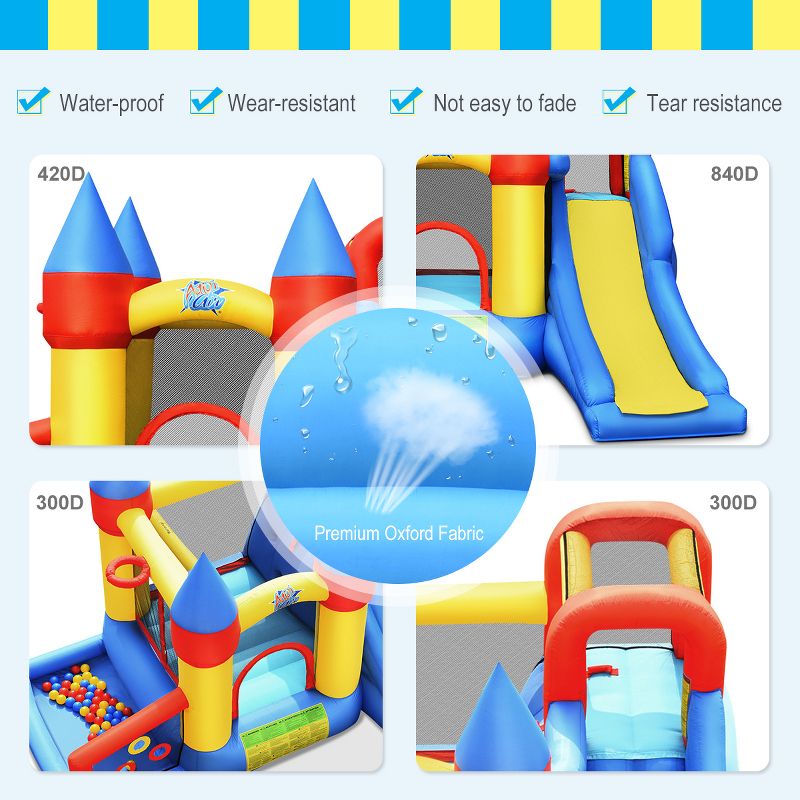 Costway Inflatable Bounce House Slide Bouncer Kids Castle Jumper w/ Balls & 780W Blower