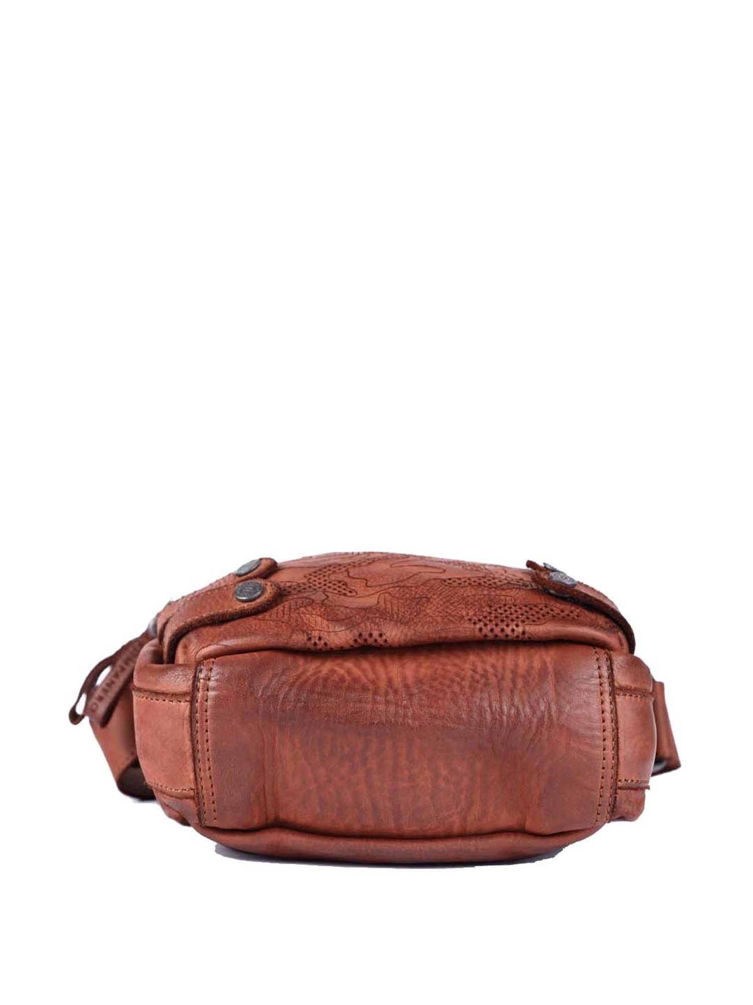 HiLEDER Brown Textured Small Leather 12 inch Cross Body Bag