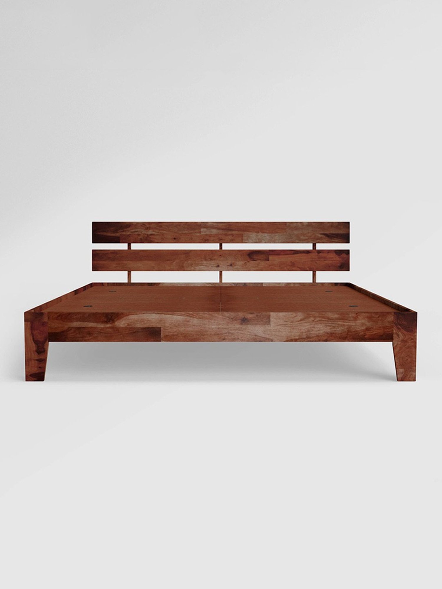 Godrej Interio Lean Brown Solid Wood Queen Bed