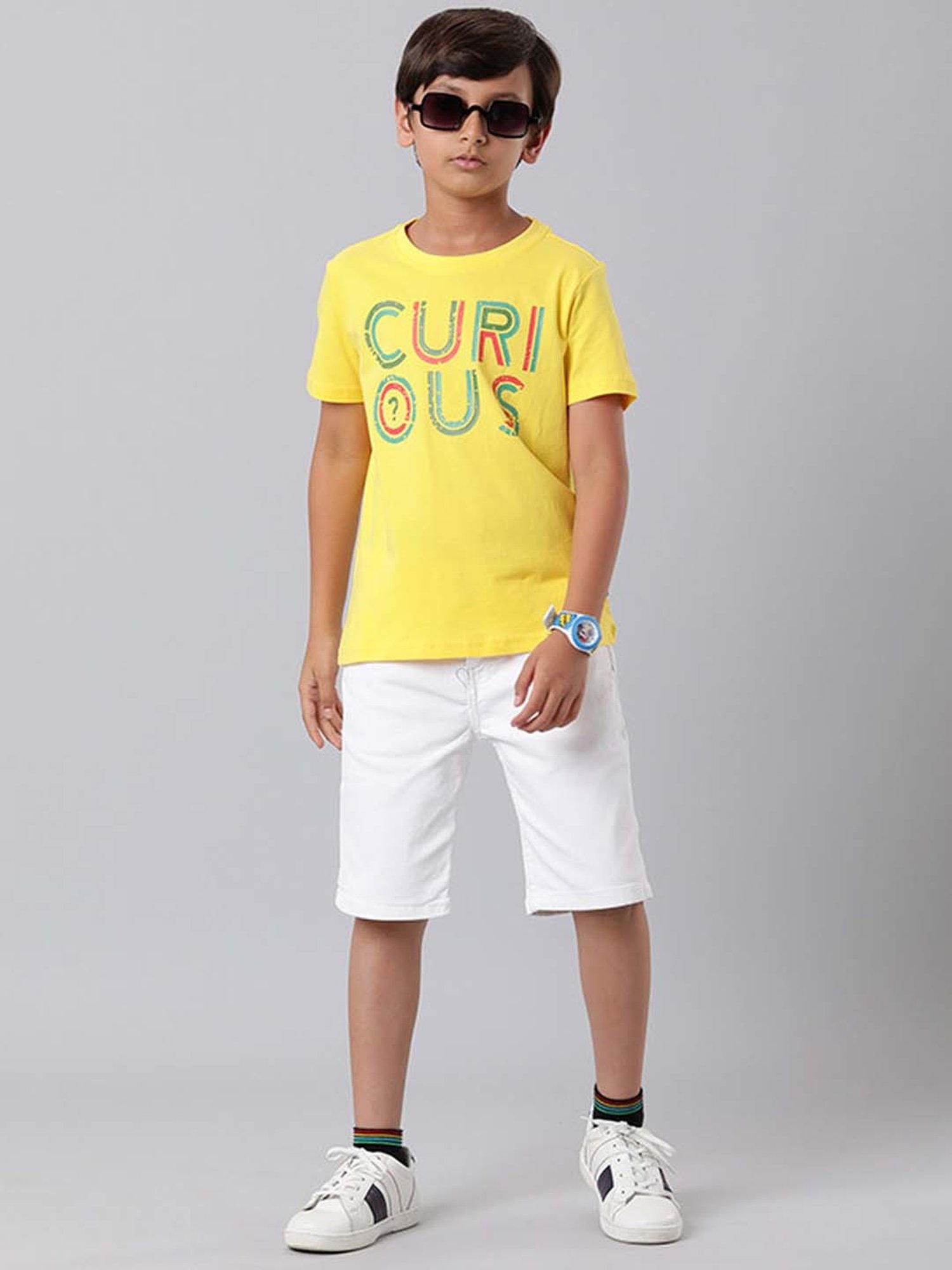 Indian Terrain Kids Yellow Cotton Printed T-Shirt