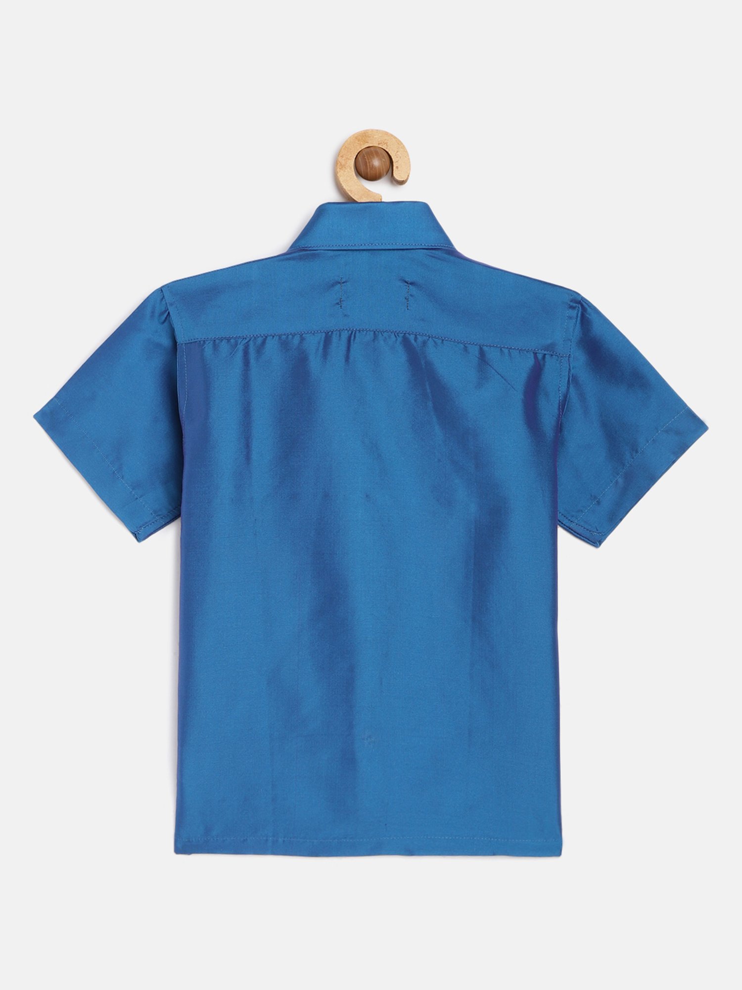 THANGAMAGAN Kids Blue Solid Shirt