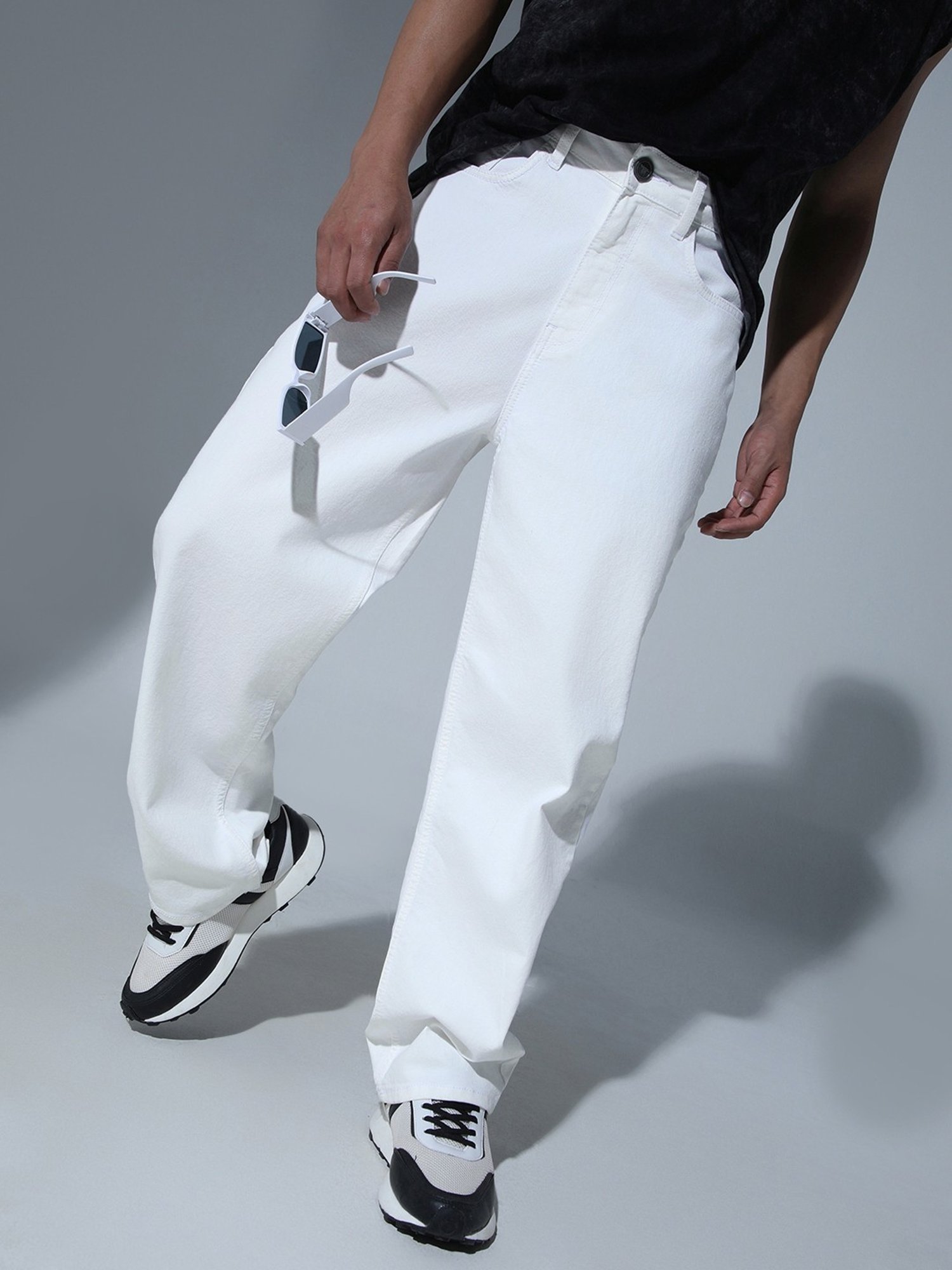 Hubberholme White Cotton Relaxed Fit Jeans