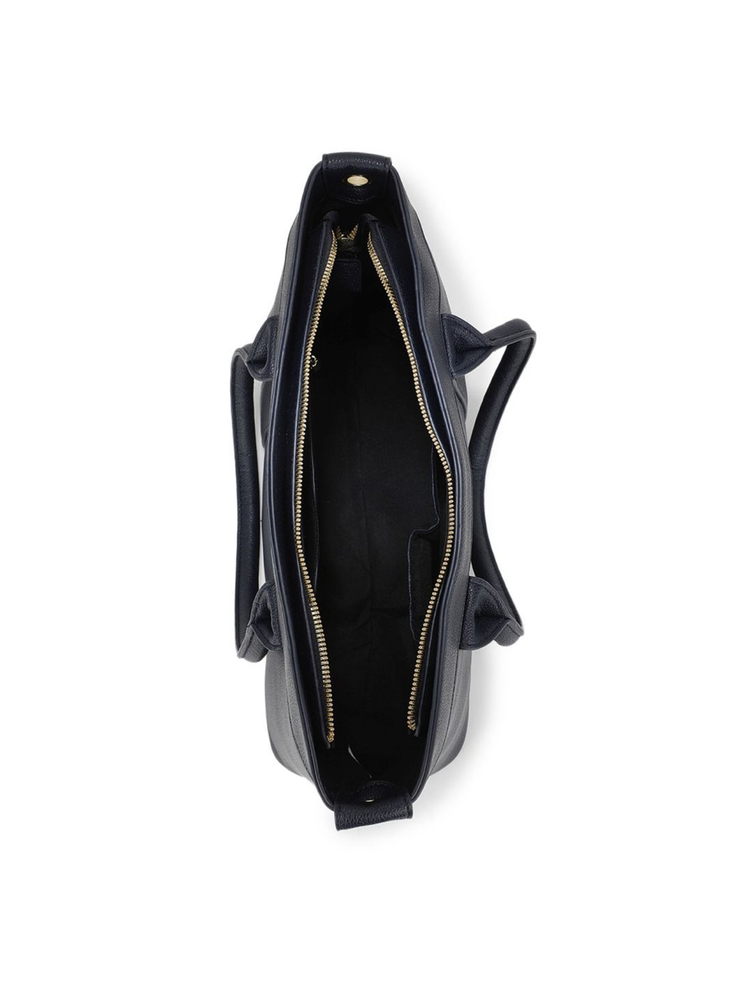 Tyra Lina Navy Solid Faux Leather Tote Handbag