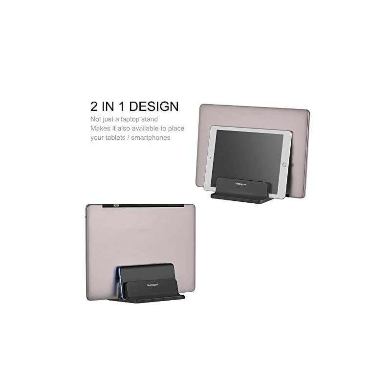 Vertical Laptop Stand Double Slot Adjustable Tablet Laptop Holder Aluminum Alloy Cooler Space-Saving Fits for Most Laptop