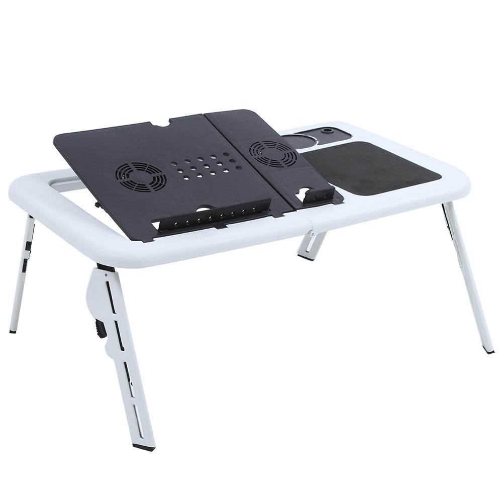 Foldable Table Laptop Lap Desk E-Table Bed With USB Cooling Fans Stand Home