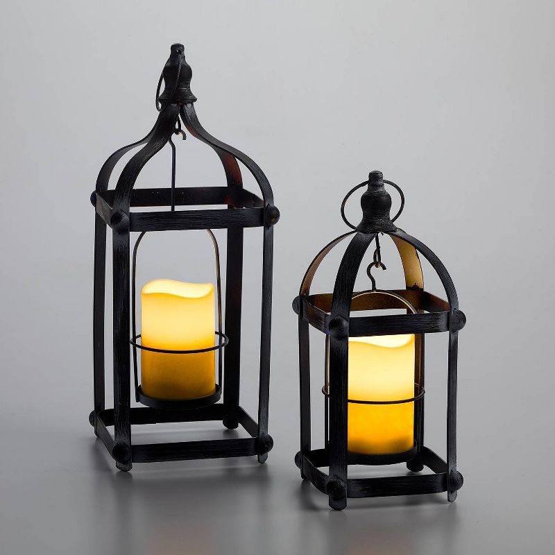 18" Bradford Metal Outdoor Lantern Set Black - Smart Living