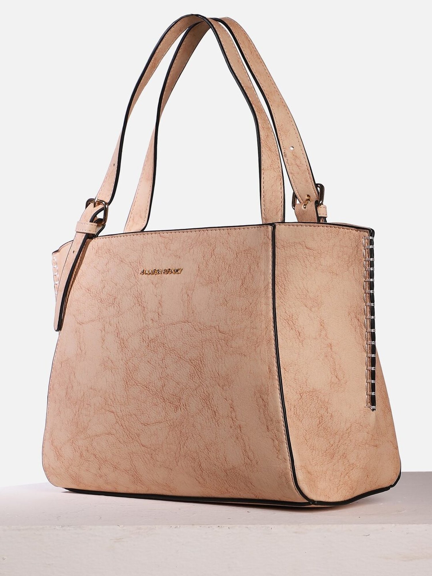 Allen Solly Peach Textured Medium Handbag