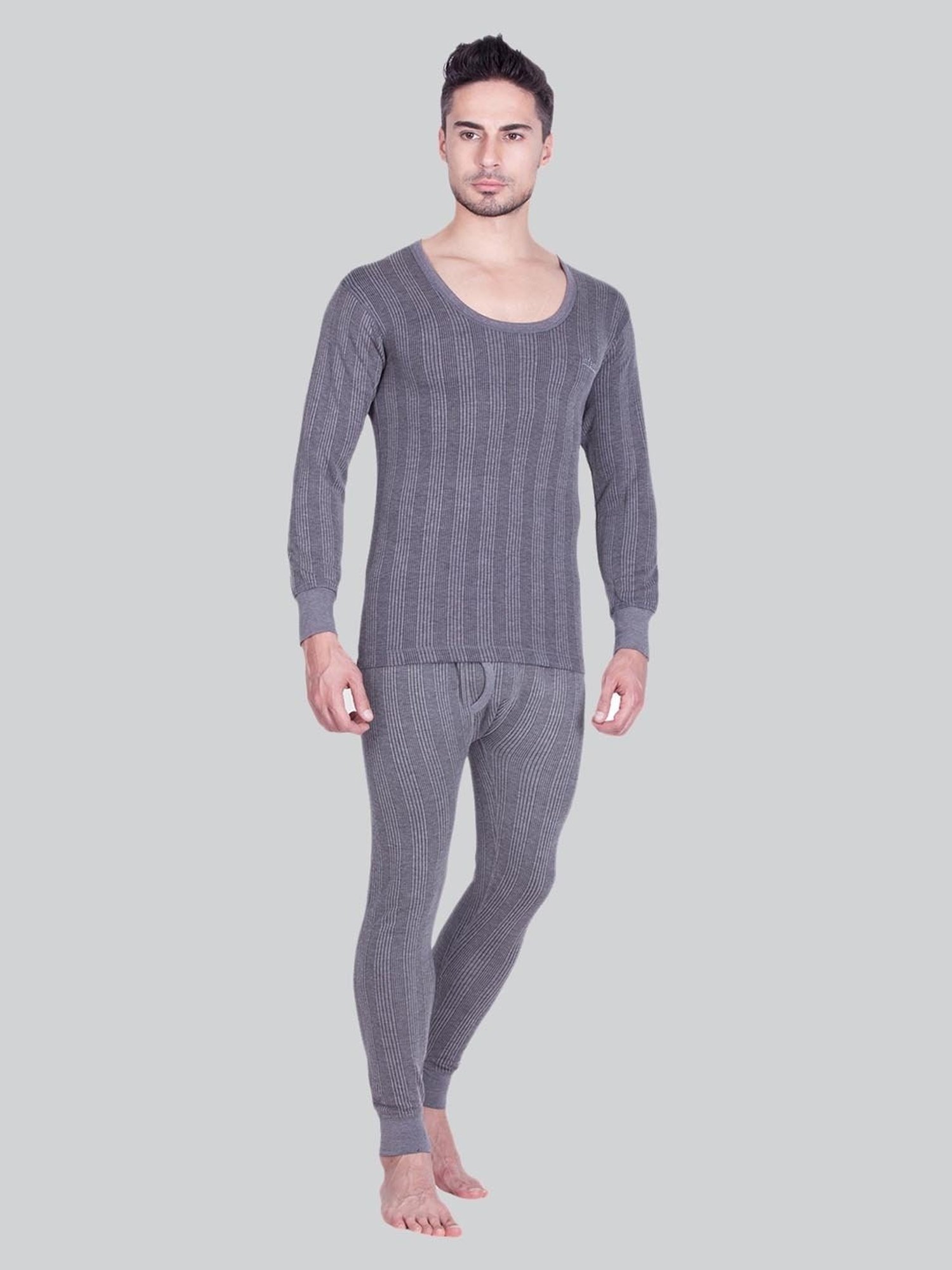 LUX Inferno Charcoal Skinny Fit Striped Thermal Top