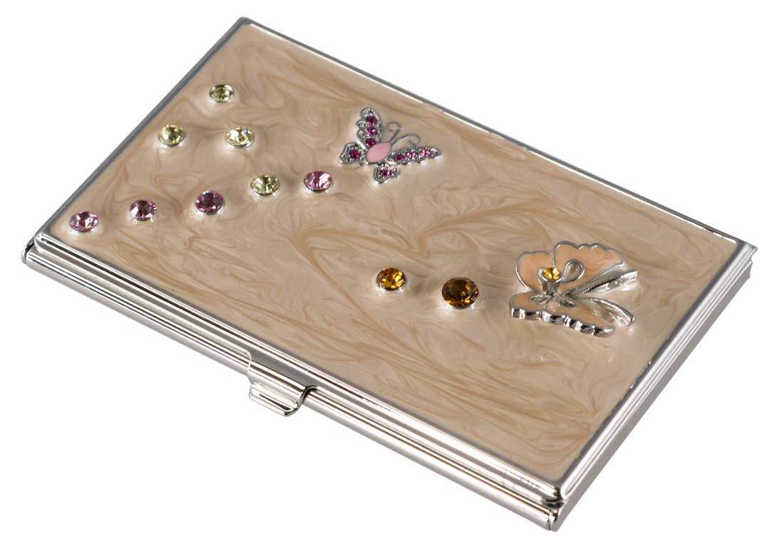 Visol Products Ellie Butterfly with Crystals Embedded Women's Business Card Holder