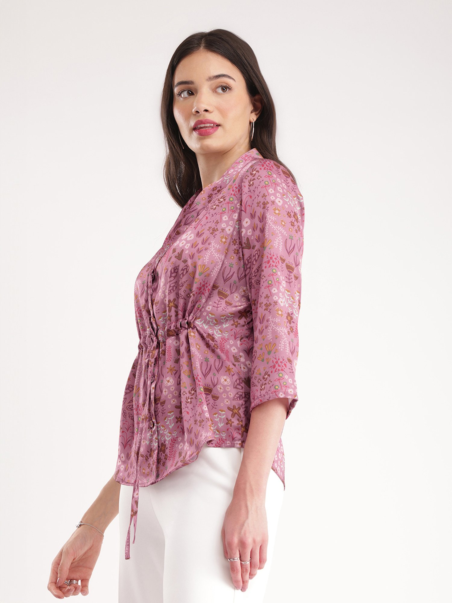 Fablestreet Pink Floral Print Top