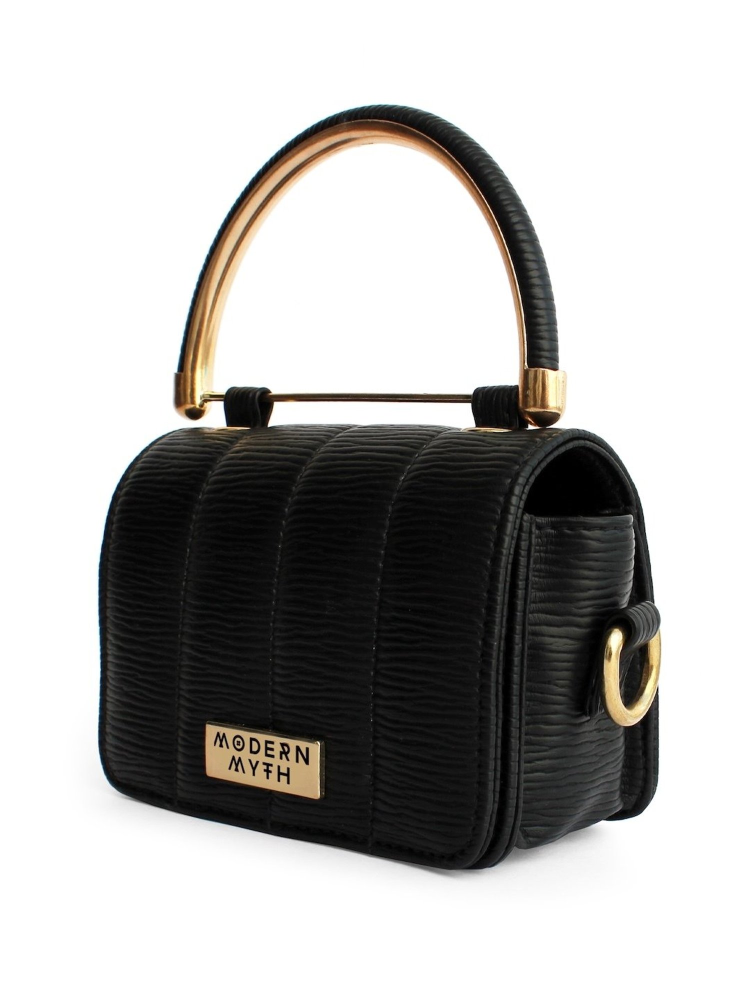 Modern Myth Nano Black Textured Small Mini Box Bag