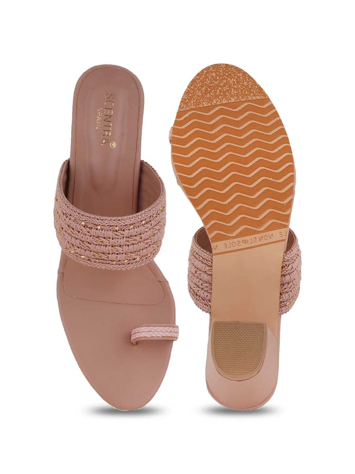 Scentra Women's Peach Toe Ring Sandals