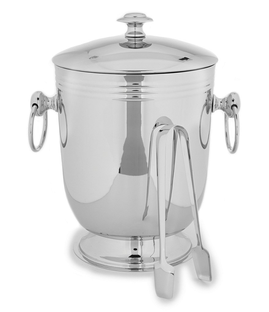 Southern Living Classic Ribbed Ice Bucket with Tongs